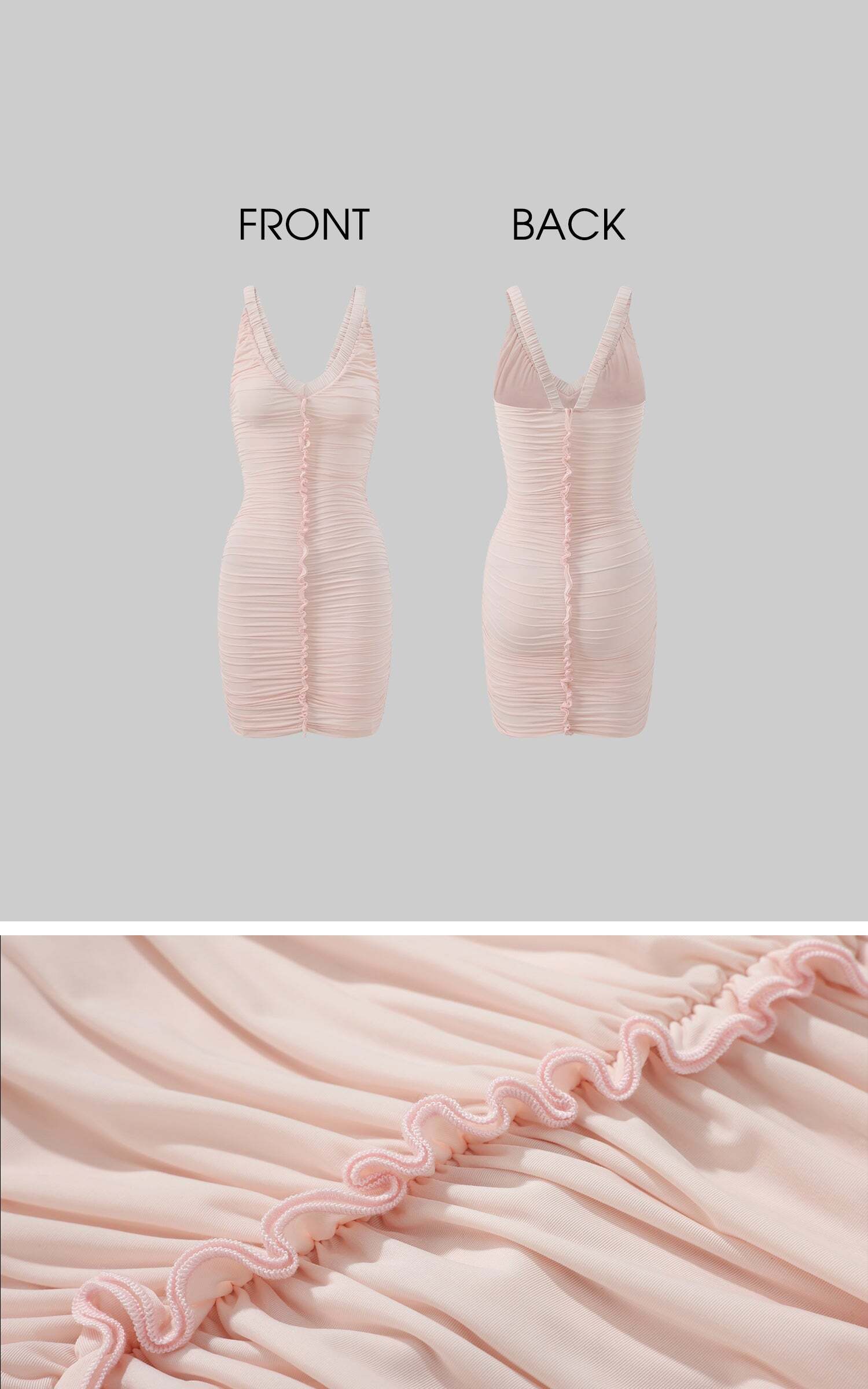 DreamyNerd Blush Ruffle Ruched Mini Dress DreamyNerd Blush Ruffle Ruched Mini Dress