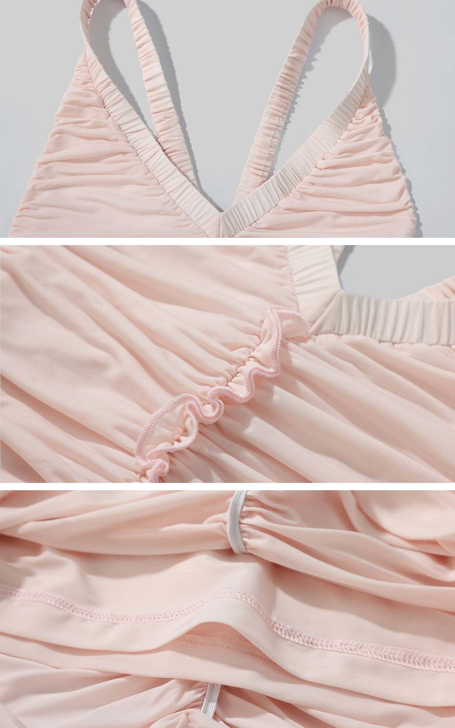 DreamyNerd Blush Ruffle Ruched Mini Dress DreamyNerd Blush Ruffle Ruched Mini Dress