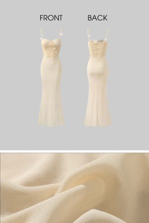 DreamyNerd Butterfly Appliqué Mesh Corset Maxi Dress