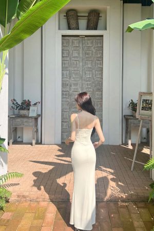 DreamyNerd Butterfly Appliqué Mesh Corset Maxi Dress