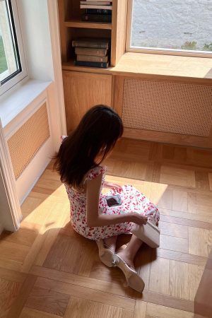 DreamyNerd Cherry Print Ruffle Strap Midi Dress