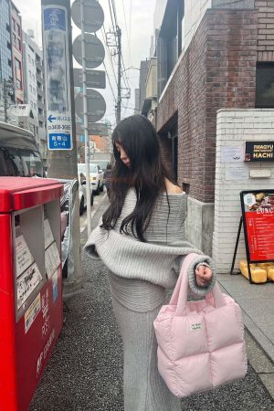 DreamyNerd Cloudy Soft Knit Off-Shoulder Set