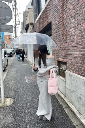 DreamyNerd Cloudy Soft Knit Off-Shoulder Set