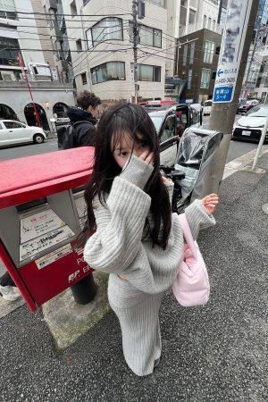 DreamyNerd Cloudy Soft Knit Off-Shoulder Set