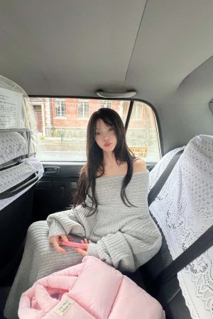 DreamyNerd Cloudy Soft Knit Off-Shoulder Set