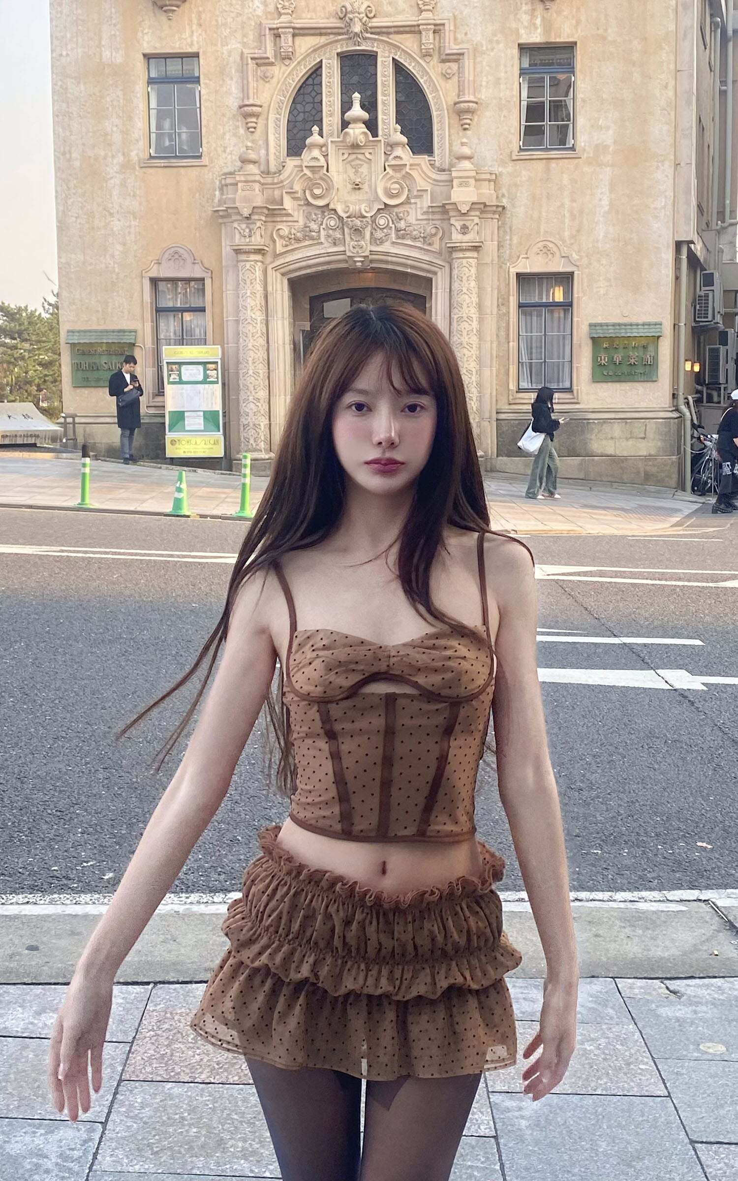 DreamyNerd Cocoa Dot Mesh Two-Piece Set DreamyNerd Cocoa Dot Mesh Two-Piece Set