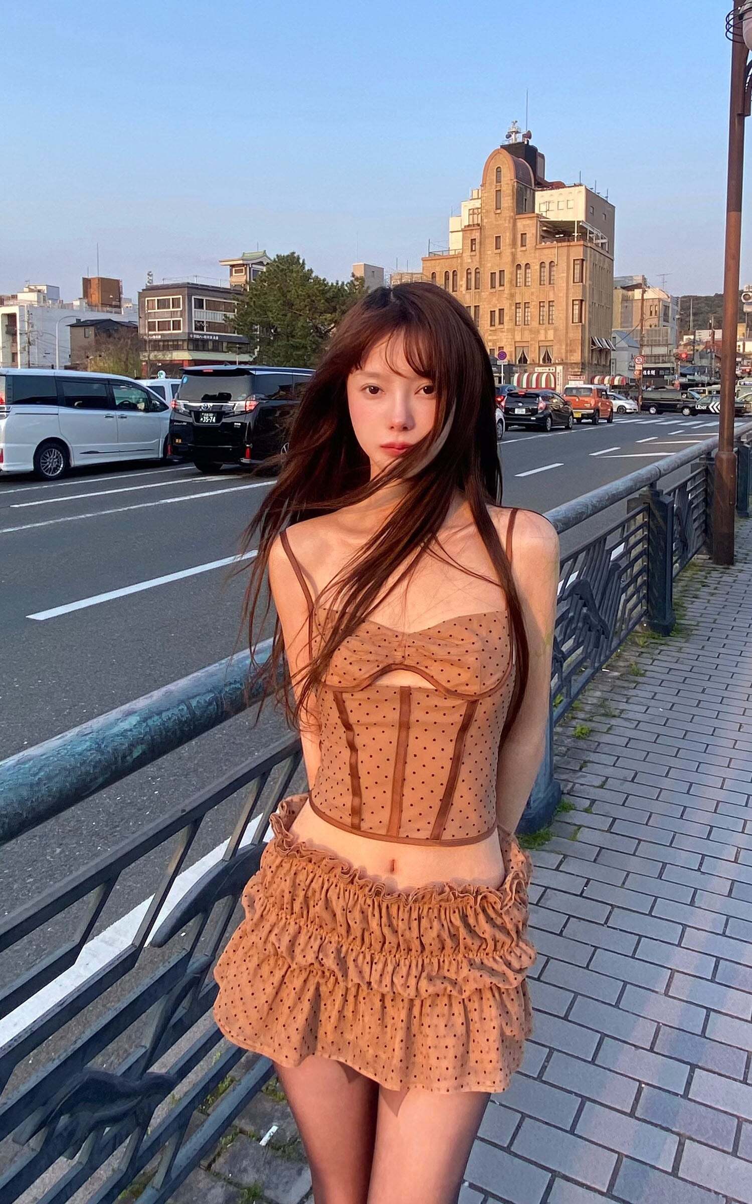 DreamyNerd Cocoa Dot Mesh Two-Piece Set DreamyNerd Cocoa Dot Mesh Two-Piece Set