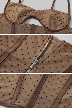 DreamyNerd Cocoa Dot Mesh Two-Piece Set