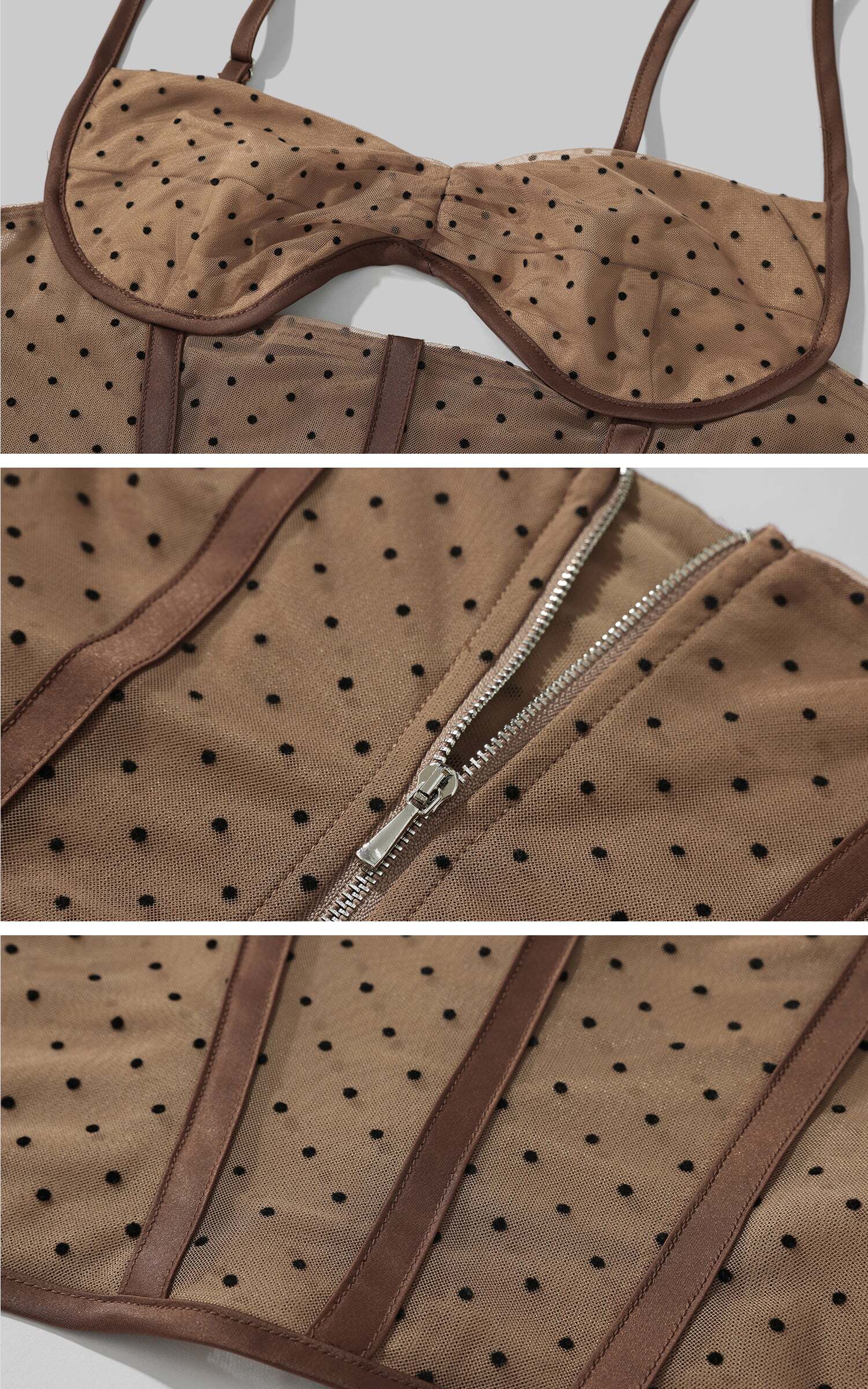 DreamyNerd Cocoa Dot Mesh Two-Piece Set DreamyNerd Cocoa Dot Mesh Two-Piece Set