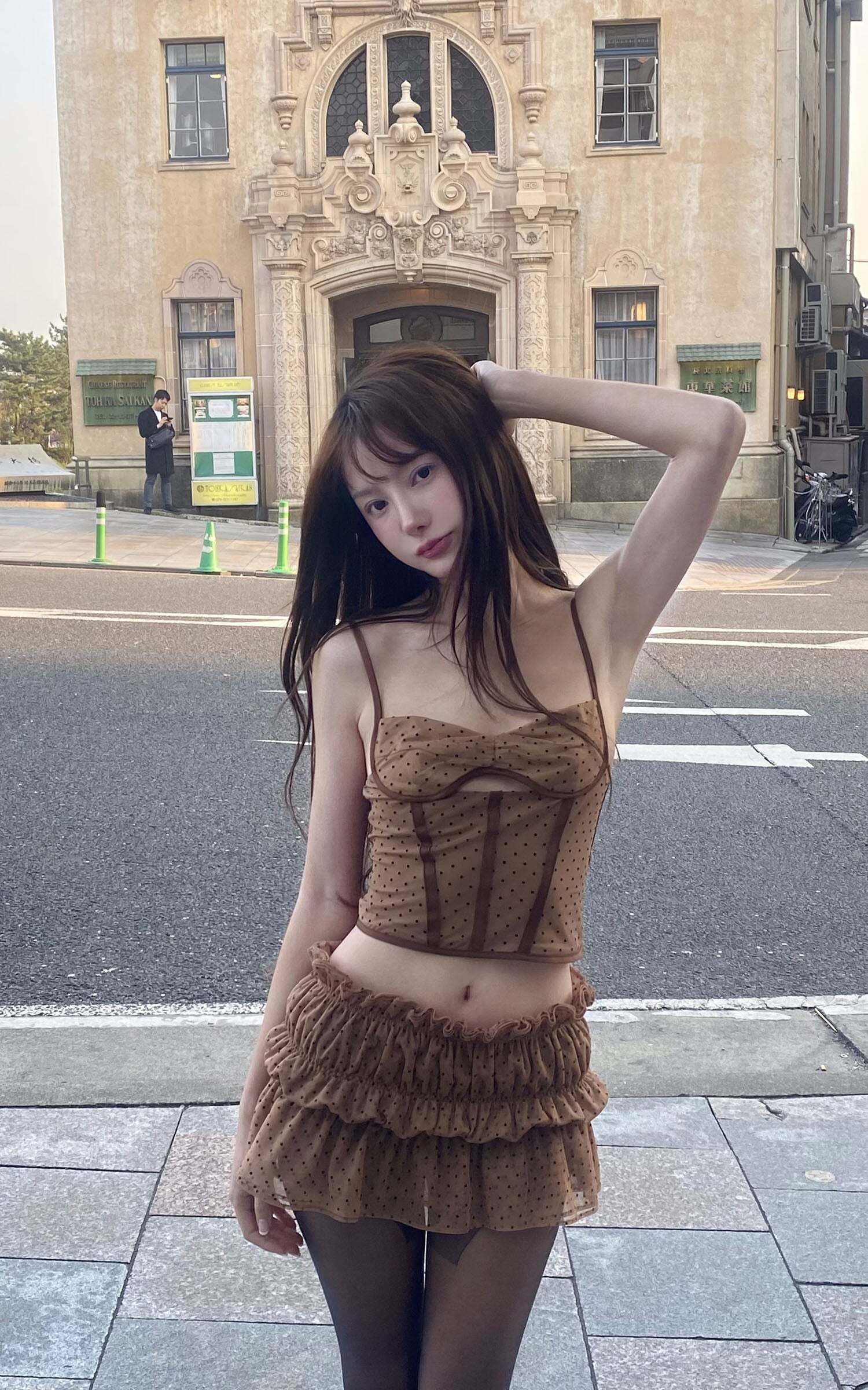 DreamyNerd Cocoa Dot Mesh Two-Piece Set DreamyNerd Cocoa Dot Mesh Two-Piece Set