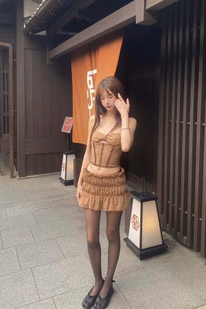 DreamyNerd Cocoa Dot Mesh Two-Piece Set