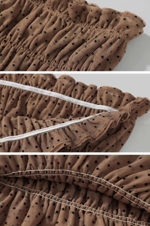 DreamyNerd Cocoa Dot Mesh Two-Piece Set