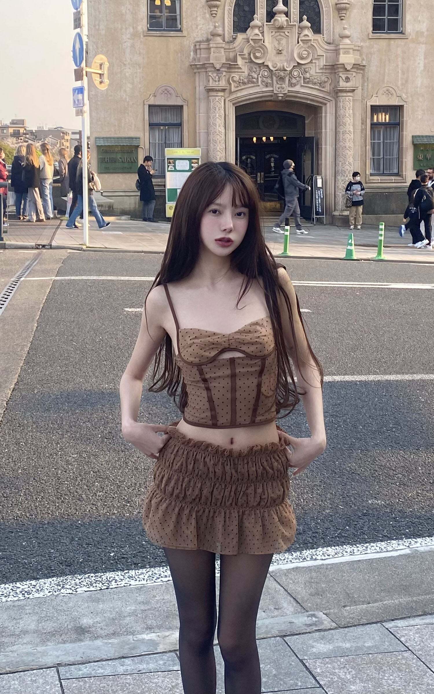 DreamyNerd Cocoa Dot Mesh Two-Piece Set DreamyNerd Cocoa Dot Mesh Two-Piece Set