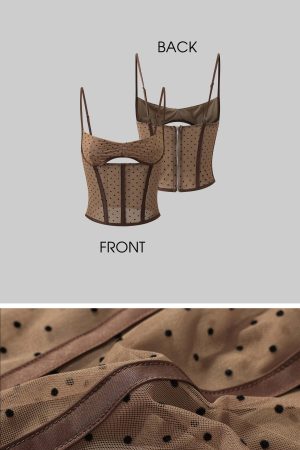 DreamyNerd Cocoa Dot Mesh Two-Piece Set