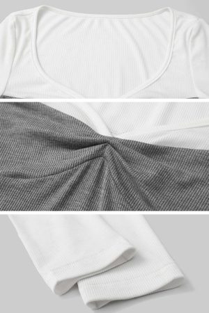 DreamyNerd Contrast Ribbed Long Sleeve Tee