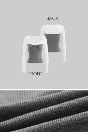 DreamyNerd Contrast Ribbed Long Sleeve Tee