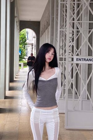 DreamyNerd Contrast Ribbed Long Sleeve Tee