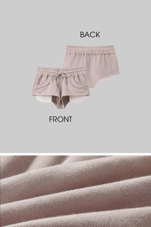 DreamyNerd Contrast Trim Curved Hem Shorts