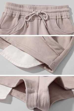 DreamyNerd Contrast Trim Curved Hem Shorts