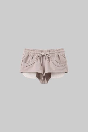 DreamyNerd Contrast Trim Curved Hem Shorts
