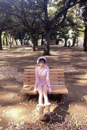 DreamyNerd Cozy Knit Hoodie & Shorts Set in Baby Pink