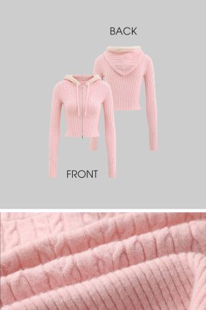 DreamyNerd Cozy Knit Hoodie & Shorts Set in Baby Pink