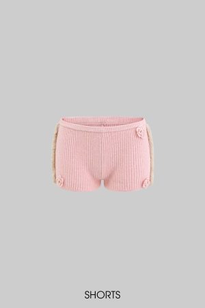 DreamyNerd Cozy Knit Hoodie & Shorts Set in Baby Pink
