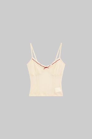 DreamyNerd Cream Lace Bow Camisole