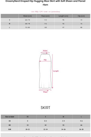 DreamyNerd Draped Hip Hugging Maxi Skirt with Soft Sheen and Flared Hem