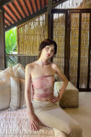 DreamyNerd Draped Hip Hugging Maxi Skirt with Soft Sheen and Flared Hem