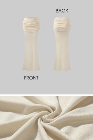 DreamyNerd Draped Hip Hugging Maxi Skirt with Soft Sheen and Flared Hem