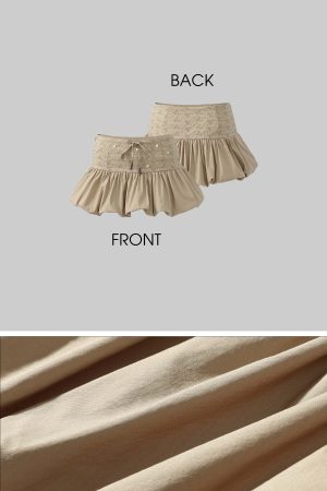 DreamyNerd Embroidered Waist Flounce Mini Skirt