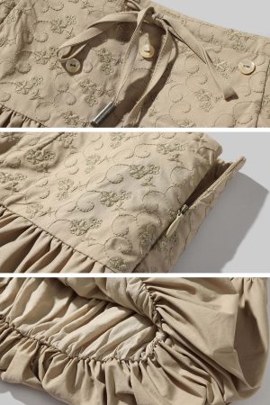 DreamyNerd Embroidered Waist Flounce Mini Skirt