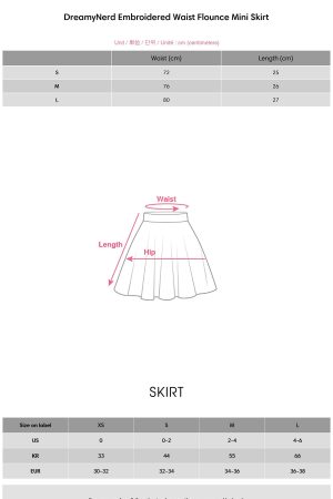 DreamyNerd Embroidered Waist Flounce Mini Skirt
