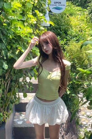 DreamyNerd Eyelet Bubble Mini Skirt