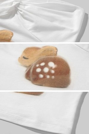 DreamyNerd Fawn Print Twist Bandeau Top