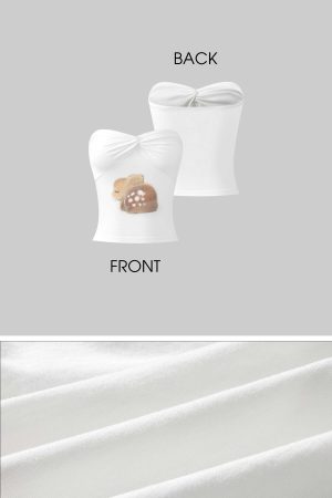 DreamyNerd Fawn Print Twist Bandeau Top