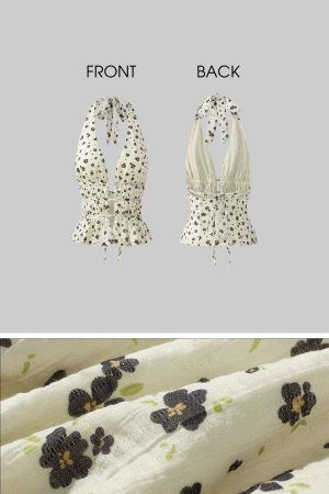 DreamyNerd Floral Halter Peplum Top