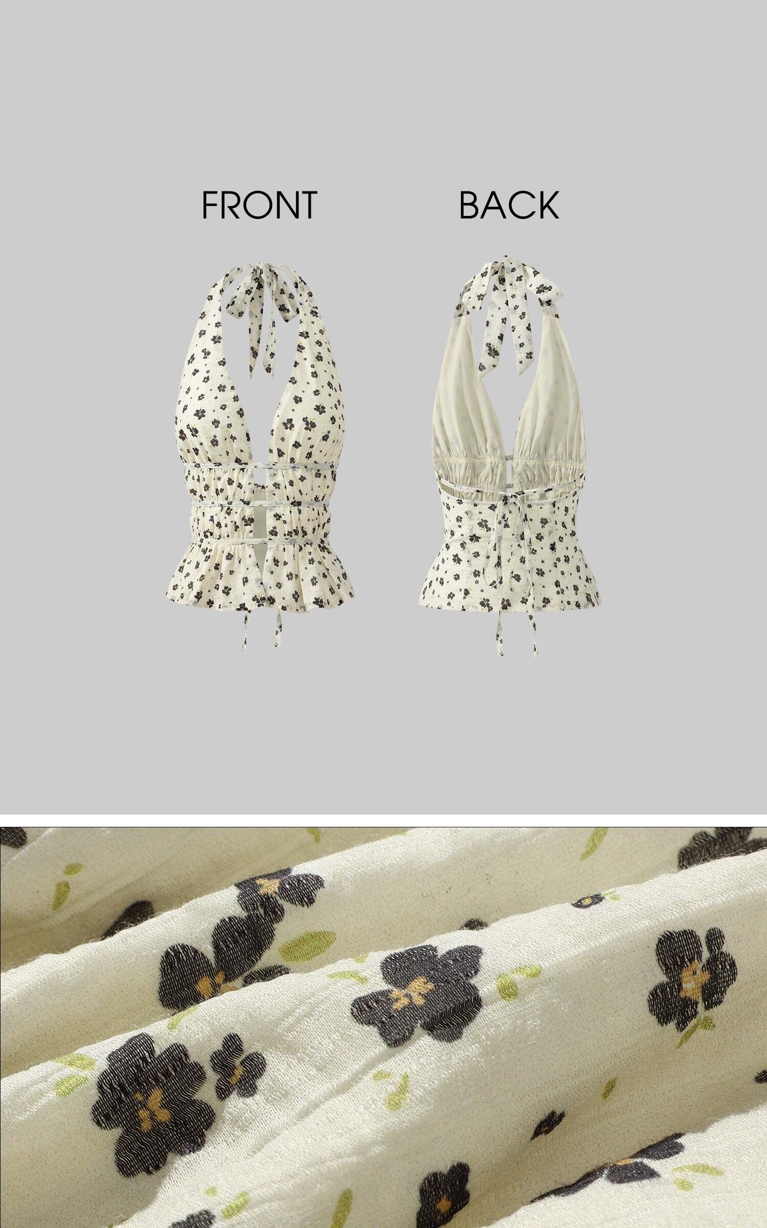 DreamyNerd Floral Halter Peplum Top DreamyNerd Floral Halter Peplum Top