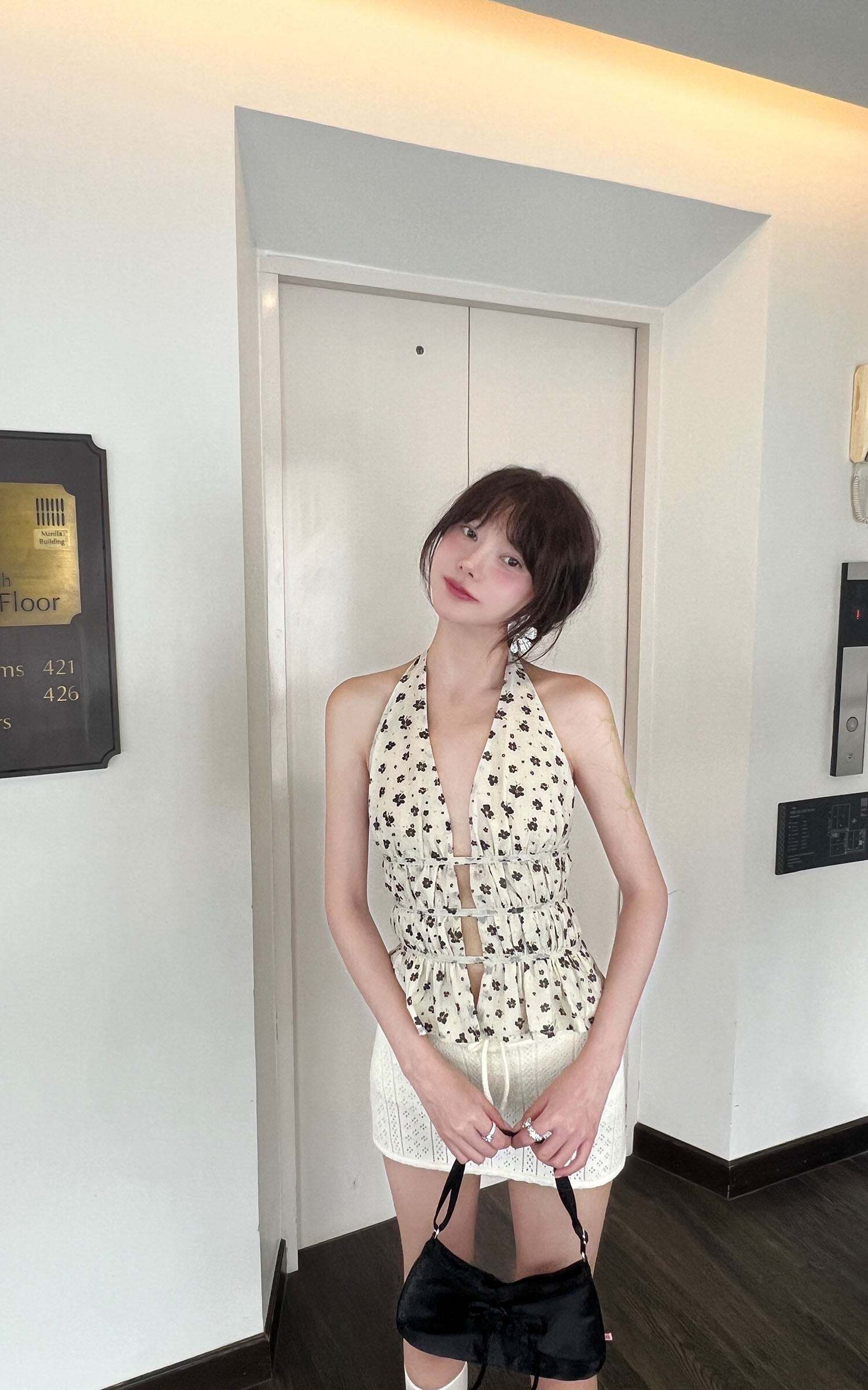 DreamyNerd Floral Halter Peplum Top DreamyNerd Floral Halter Peplum Top