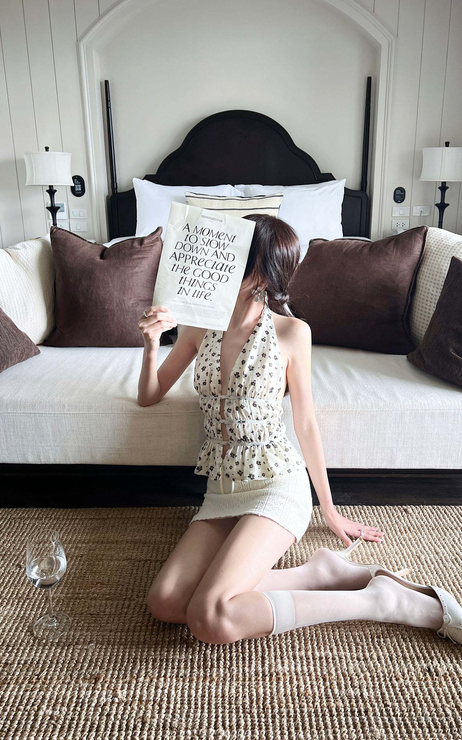 DreamyNerd Floral Halter Peplum Top DreamyNerd Floral Halter Peplum Top