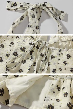 DreamyNerd Floral Halter Peplum Top