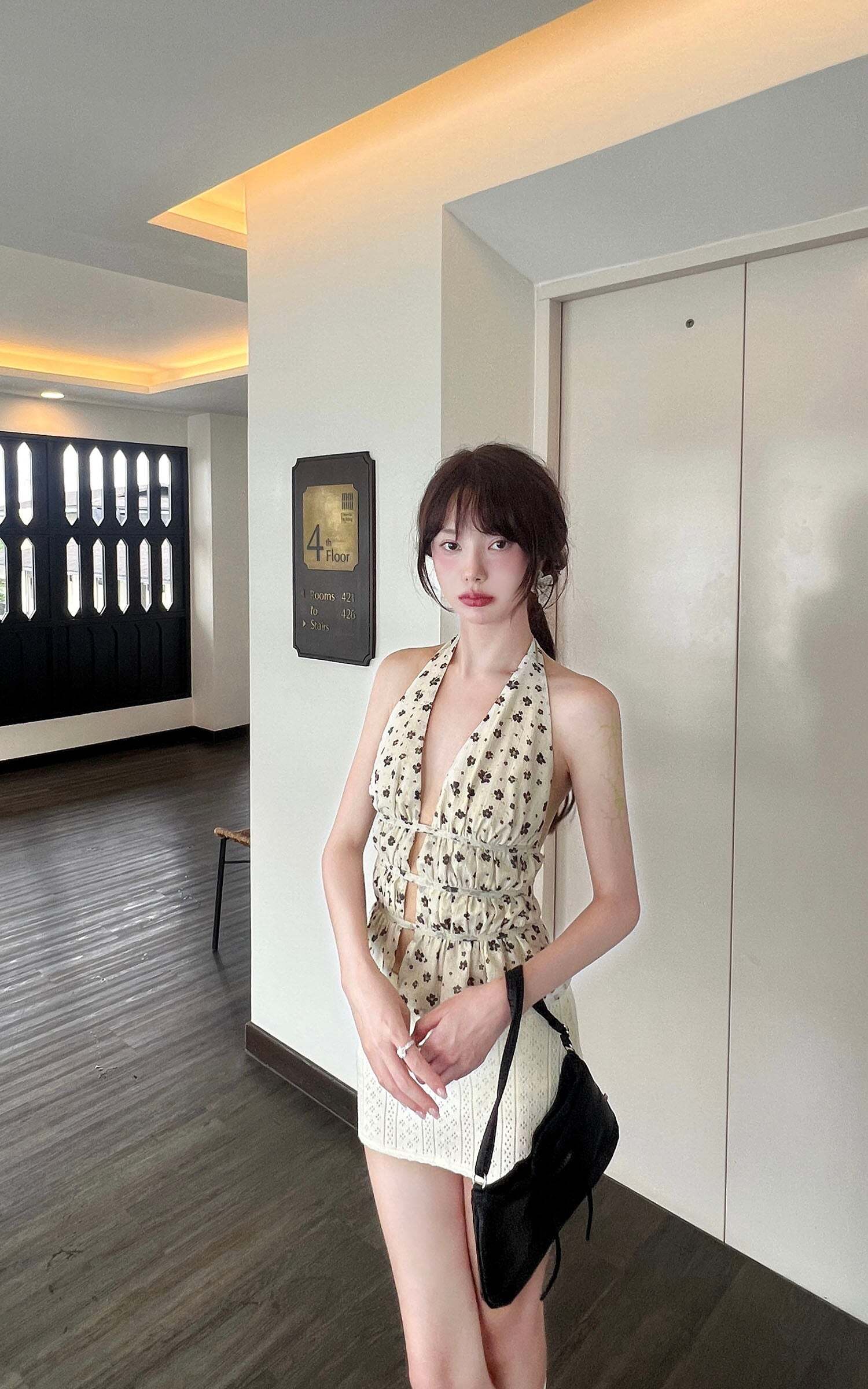 DreamyNerd Floral Halter Peplum Top DreamyNerd Floral Halter Peplum Top