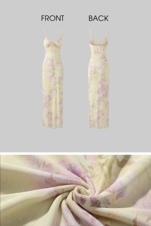 DreamyNerd Floral Mesh Slip Maxi Dress