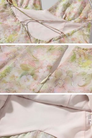 DreamyNerd Floral Ruffle Maxi Dress with Open Back and Spaghetti Straps