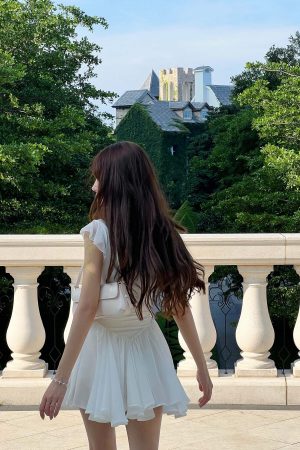 DreamyNerd Flutter Sleeve Mini Dress with Lace Bodice and Flowy Hem