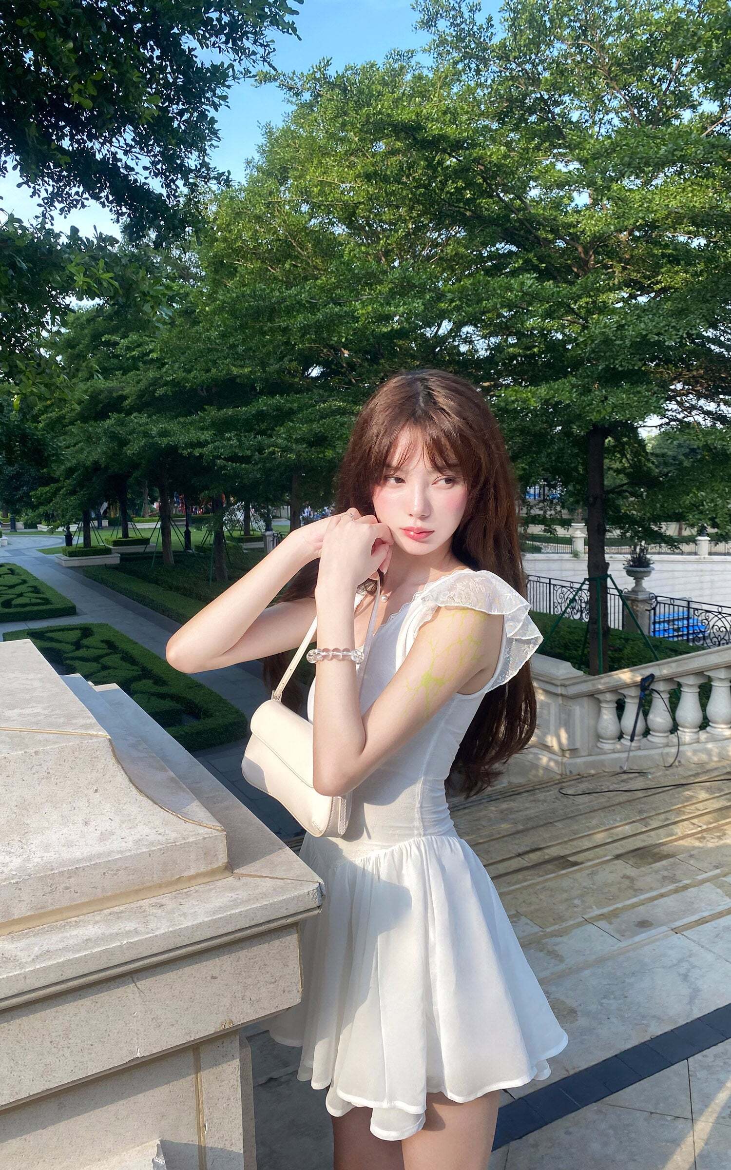 DreamyNerd Flutter Sleeve Mini Dress with Lace Bodice and Flowy Hem DreamyNerd Flutter Sleeve Mini Dress with Lace Bodice and Flowy Hem