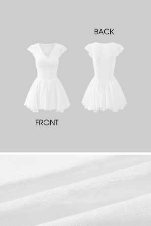 DreamyNerd Flutter Sleeve Mini Dress with Lace Bodice and Flowy Hem