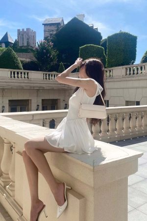 DreamyNerd Flutter Sleeve Mini Dress with Lace Bodice and Flowy Hem