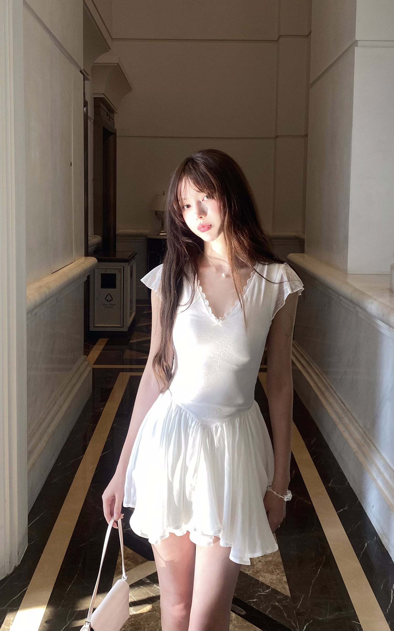 DreamyNerd Flutter Sleeve Mini Dress with Lace Bodice and Flowy Hem DreamyNerd Flutter Sleeve Mini Dress with Lace Bodice and Flowy Hem